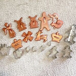 Mixed Copper Silver Metal Christmas Cookie Cutters Leaves Angel Retro Lot of 19